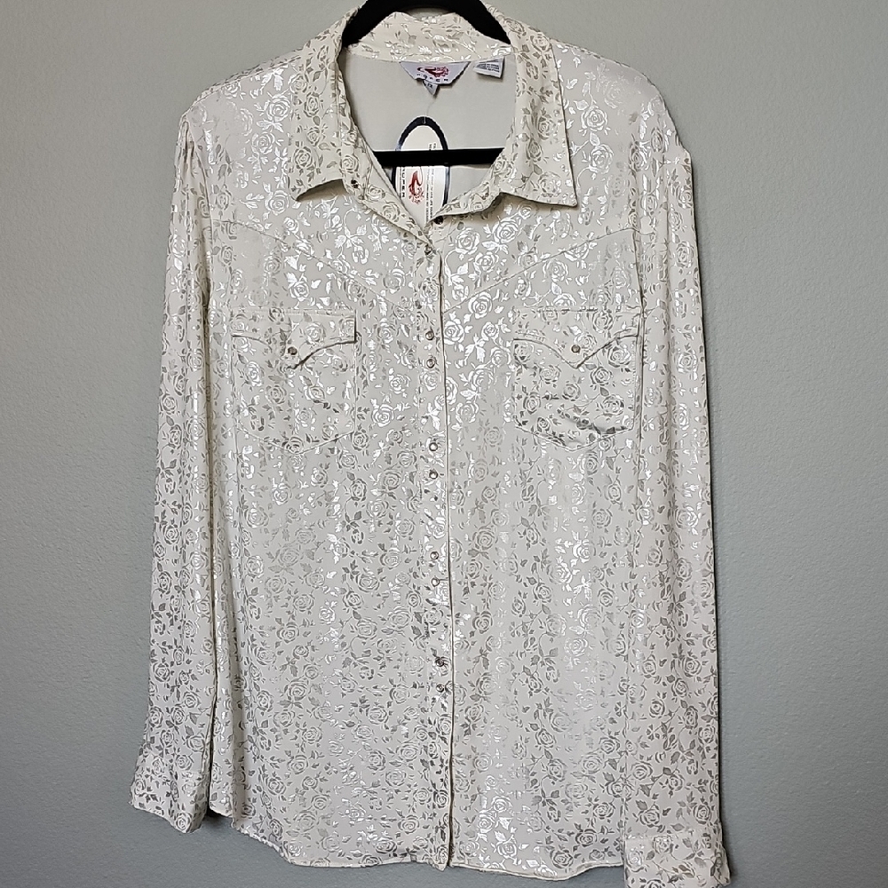 Roper Statement Floral White Snap Button-Down Western Shirt NWT 2X